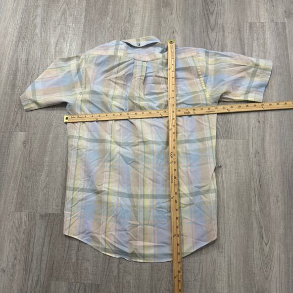 Vintage Gant Short Sleeve Button Shirt Men's Medium 80s Pastel Preppy Plaid - Picture 6 of 6